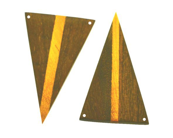 Pingente 2 furos triângulo Sucupira/Pau Amarelo - 5.7 cm (FB-610